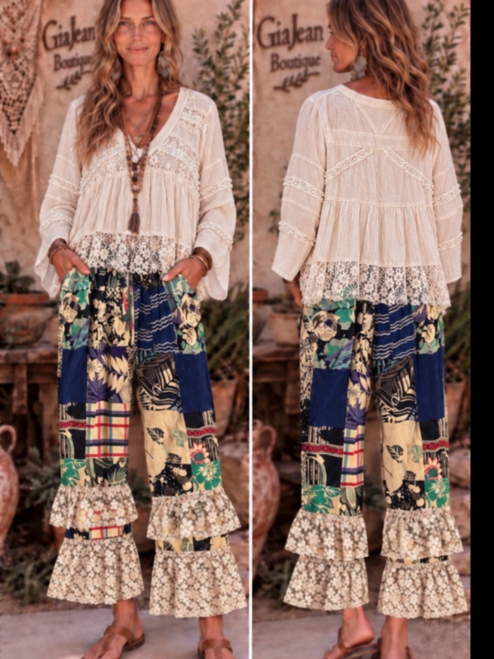 ❤️ JADED GYPSY “ MOON PETAL “ JADED GYPSY MOON PETAL PATCHWORK PANTS 92